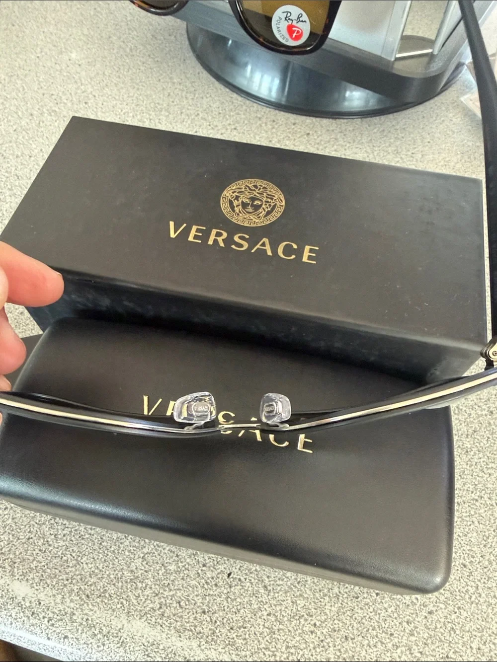 Versace Black Silver Shield Sunglasses